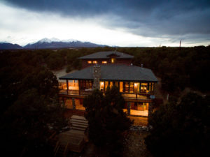 nighttime view of property