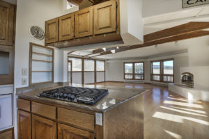 kitchen counter, cabinets