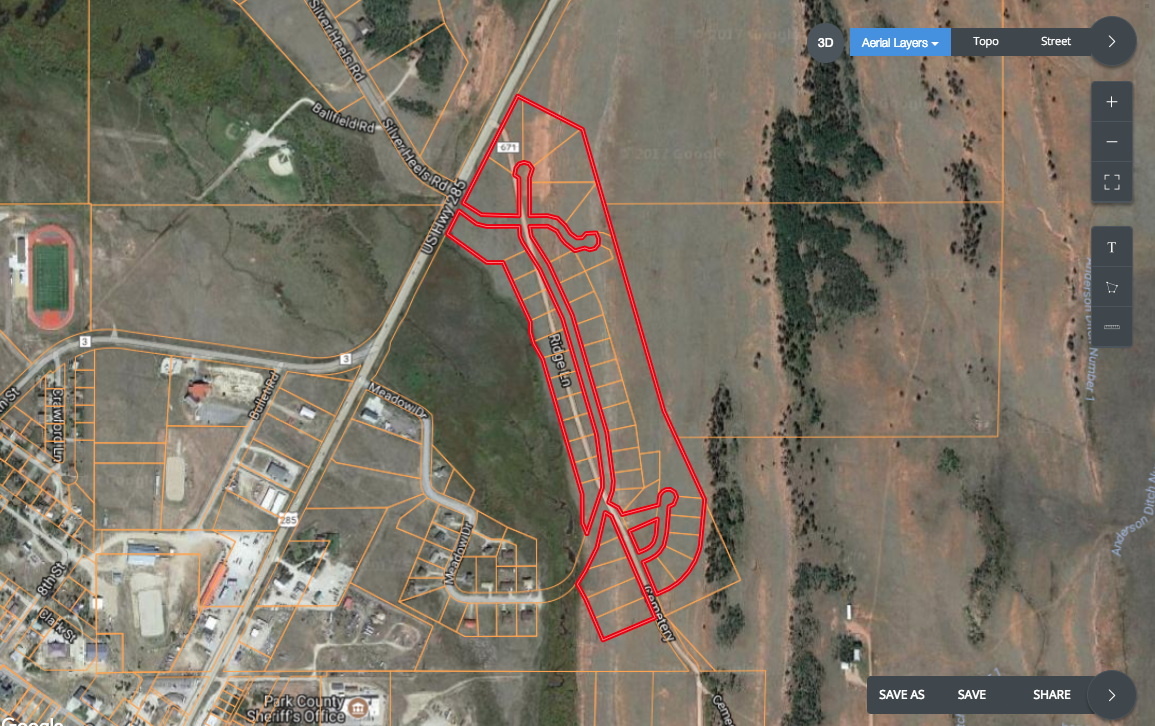 satellite view with property lines