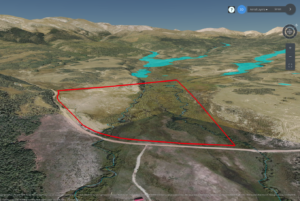 aerial view with map lines