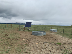 field with solar panel