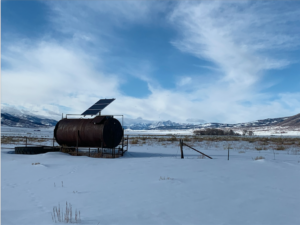snow around solar panel
