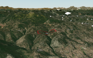 aerial view with boundary looking to west