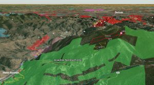 Aerial perspective looking towards Denver