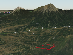 3D map looking towards Spanish Peaks