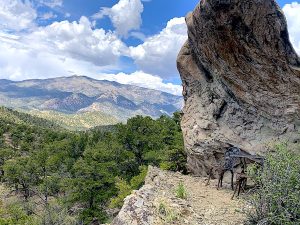 rock ledge with bistro set