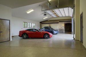 garage center bay with simulator room in background