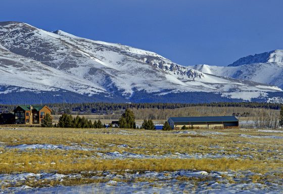 Ranch against the mountains
