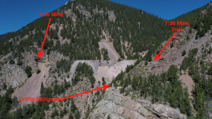 locations of mine, monument and trail