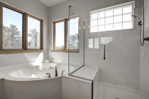 primary bath tub and shower