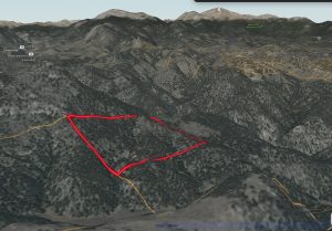 3D aerial view of land looking to NE