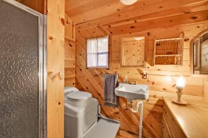 bathroom with composting toilet