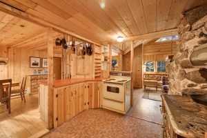 kitchen opening to dining