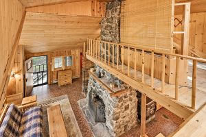view from loft to living room