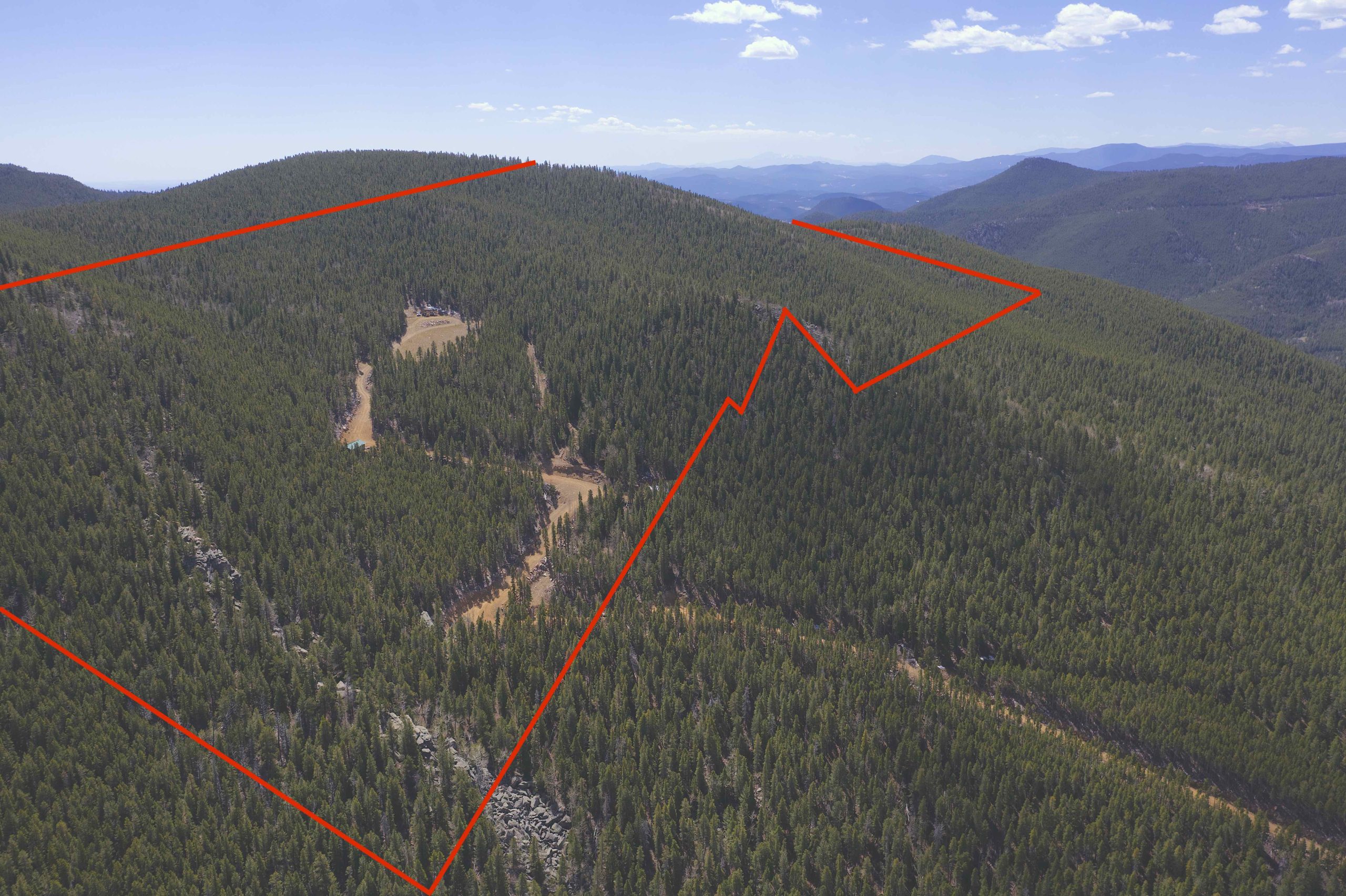 aerial view of property with boundary overlay